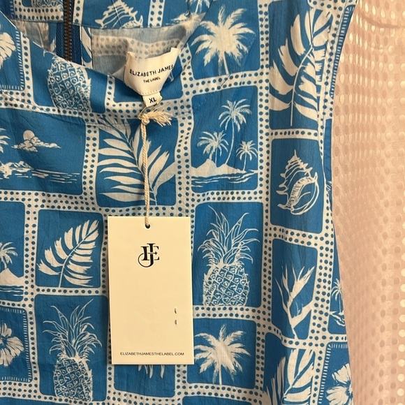 ELIZABETH JAMES ELLIE 
 Sleeveless Postcard Print Mini Cotton  Dress Sz XL - Picture 6 of 11